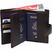 Genuine Leather Passport Holder Wallet Unisex RFID Blocking