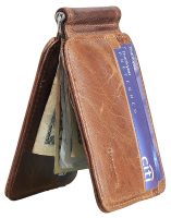Men'S Rfid Slim Front Pocket Wallet With Money Clip Genuine Leather