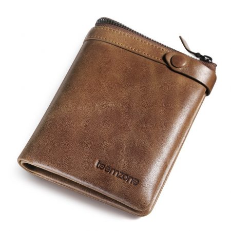 Teemzone Men’s Cowhide Leather Handmade Bifold Wallet